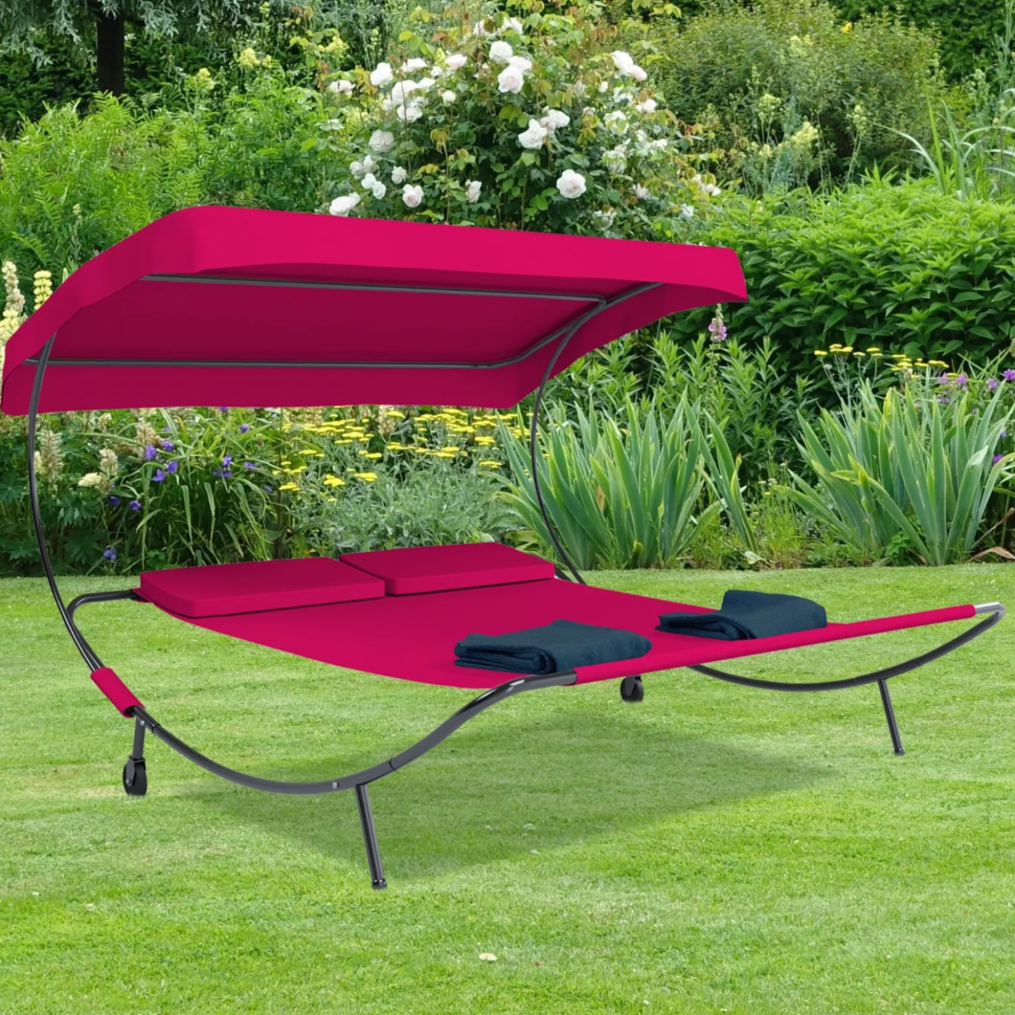 VCM Doppelliege Gartenliege "Bindox" Rot