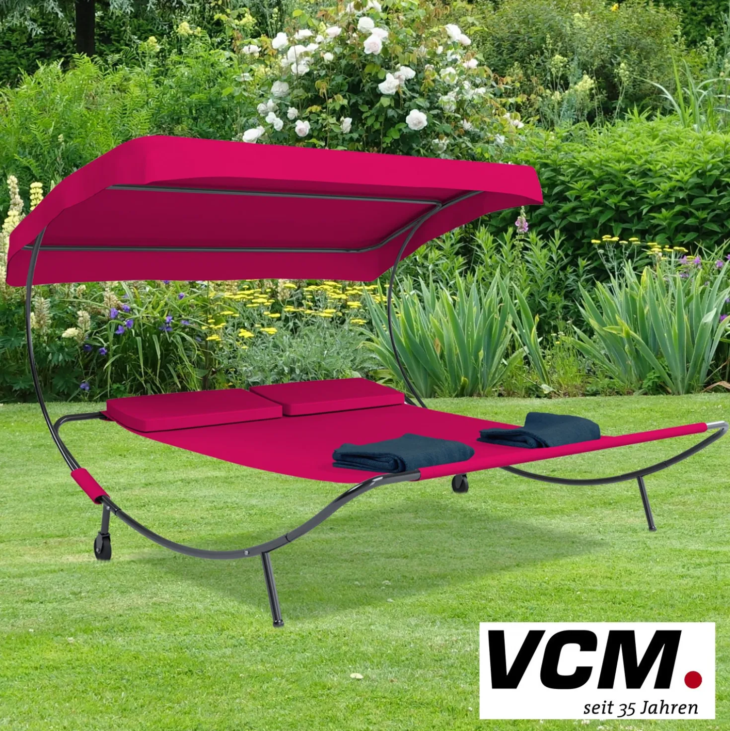 VCM Doppelliege Gartenliege "Bindox" Rot