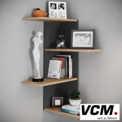 VCM Eckregal "Balos" Schwarz/Holz