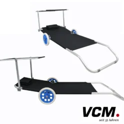VCM Gartenliege Sonnenliege rollbar Schwarz