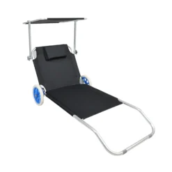 VCM Gartenliege Sonnenliege rollbar Schwarz