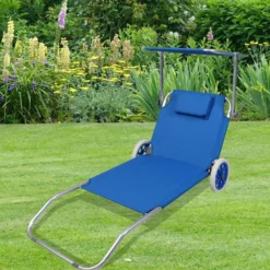 VCM Gartenliege Sonnenliege rollbar Blau