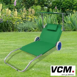 VCM Gartenliege Sonnenliege rollbar Grün