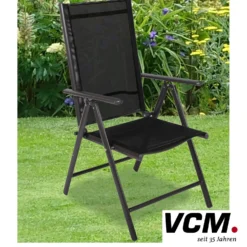 VCM Gartenstuhl 4er Set Anthrazit
