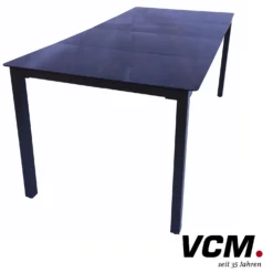 VCM Gartentisch aus Alu 190x90 Schwarz