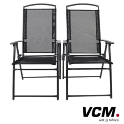 VCM Metallgartenstuhl 2er Set Anthrazit