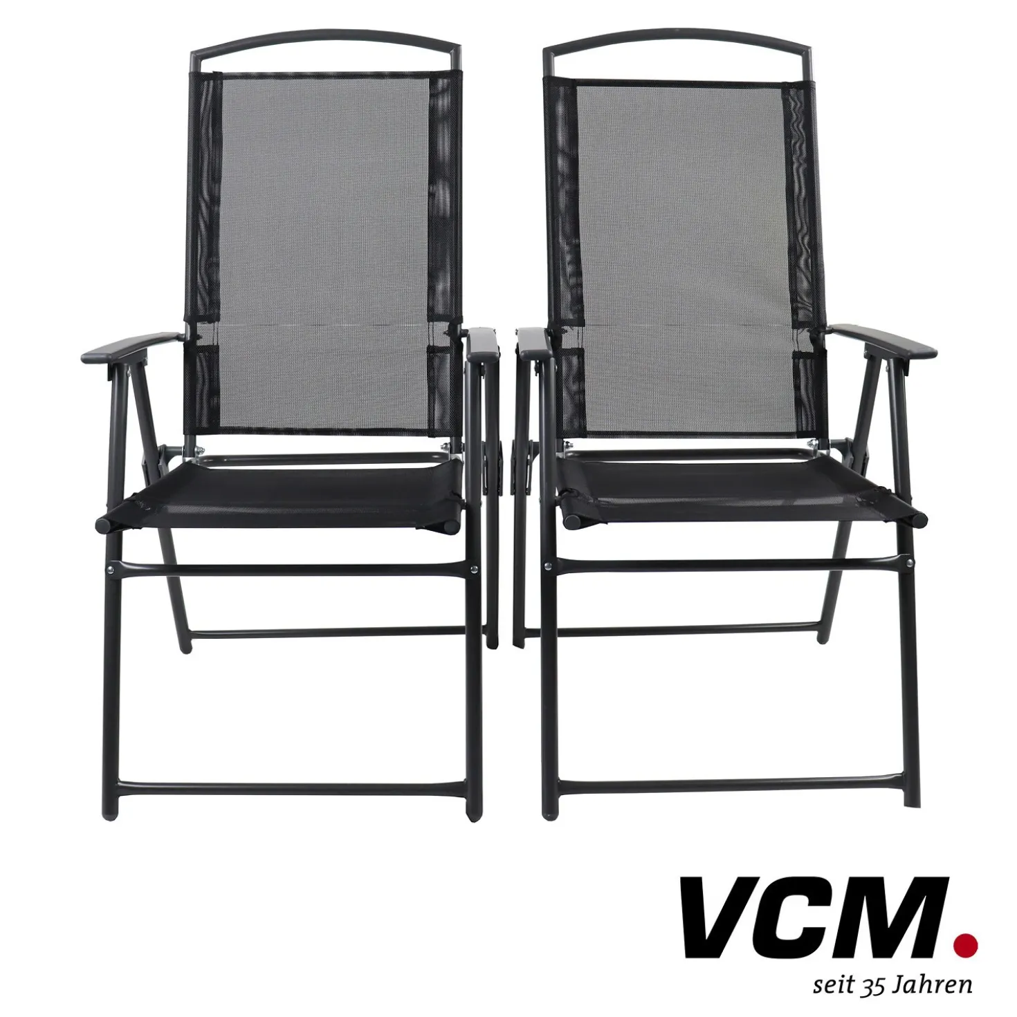 VCM Metallgartenstuhl 2er Set Anthrazit