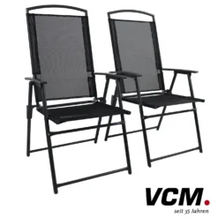 VCM Metallgartenstuhl 2er Set Anthrazit