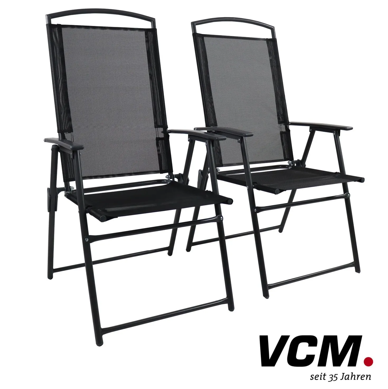 VCM Metallgartenstuhl 2er Set Anthrazit