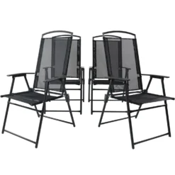 VCM Metallgartenstuhl 4er Set Anthrazit