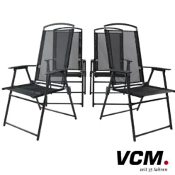 VCM Metallgartenstuhl 4er Set Anthrazit