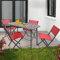 VCM 5-tlg. Gartenset "Sumila" 110 x 55 Rot
