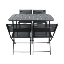 VCM 5-tlg. Gartenset "Sumila" 110 x 55 Schwarz