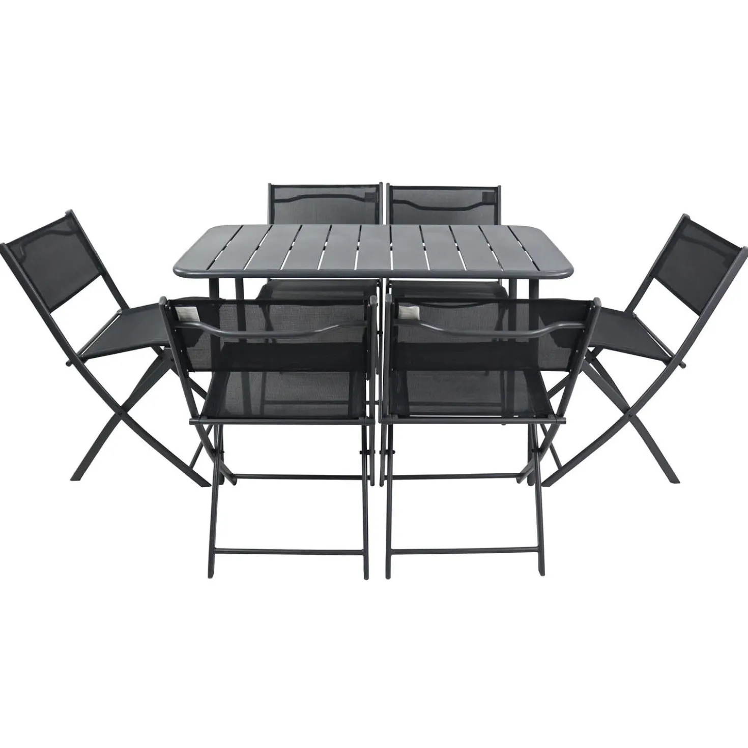 VCM 7-tlg. Gartenset "Sumila" 110 x 55 Schwarz