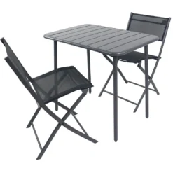 VCM 3-tlg. Gartenset "Sumila" 80 x 55 Schwarz
