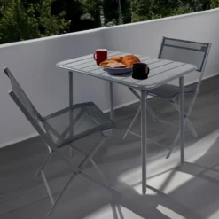 VCM 3-tlg. Gartenset "Sumila" 80 x 55 Schwarz