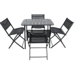 VCM 5-tlg. Gartenset "Sumila" 80 x 55 Schwarz