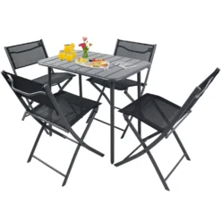 VCM 5-tlg. Gartenset "Sumila" 80 x 55 Schwarz