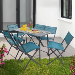 VCM 7-tlg. Gartenset "Sumila" 110 x 55 Türkis