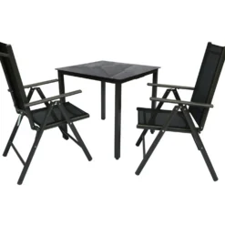 VCM 3-tlg. Sitzgruppe: 80 x 80 cm Tisch + 2 Stühle