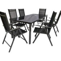 VCM 7-tlg. Sitzgruppe: 190 x 90 cm Tisch + 6 Stühle