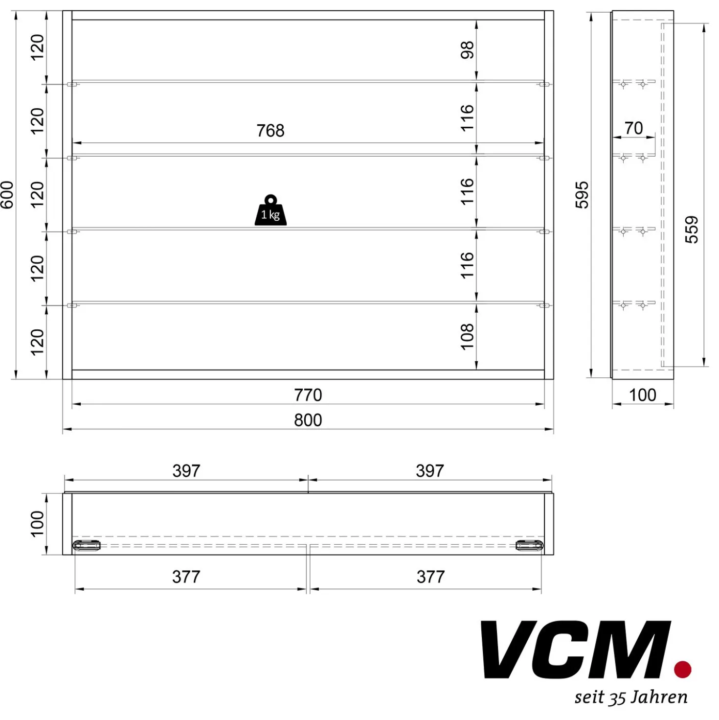 VCM Wandvitrine "Mandosa L" Buche