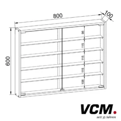 VCM Wandvitrine "Mandosa L" Schwarz