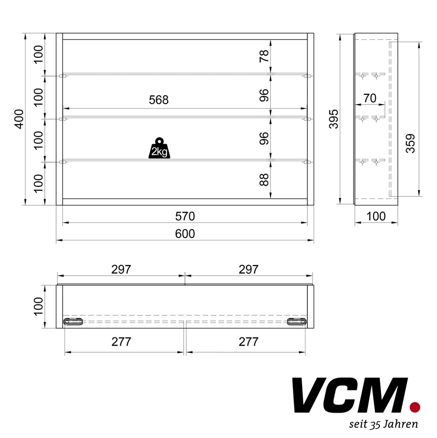 VCM Wandvitrine "Mandosa M" Weiß