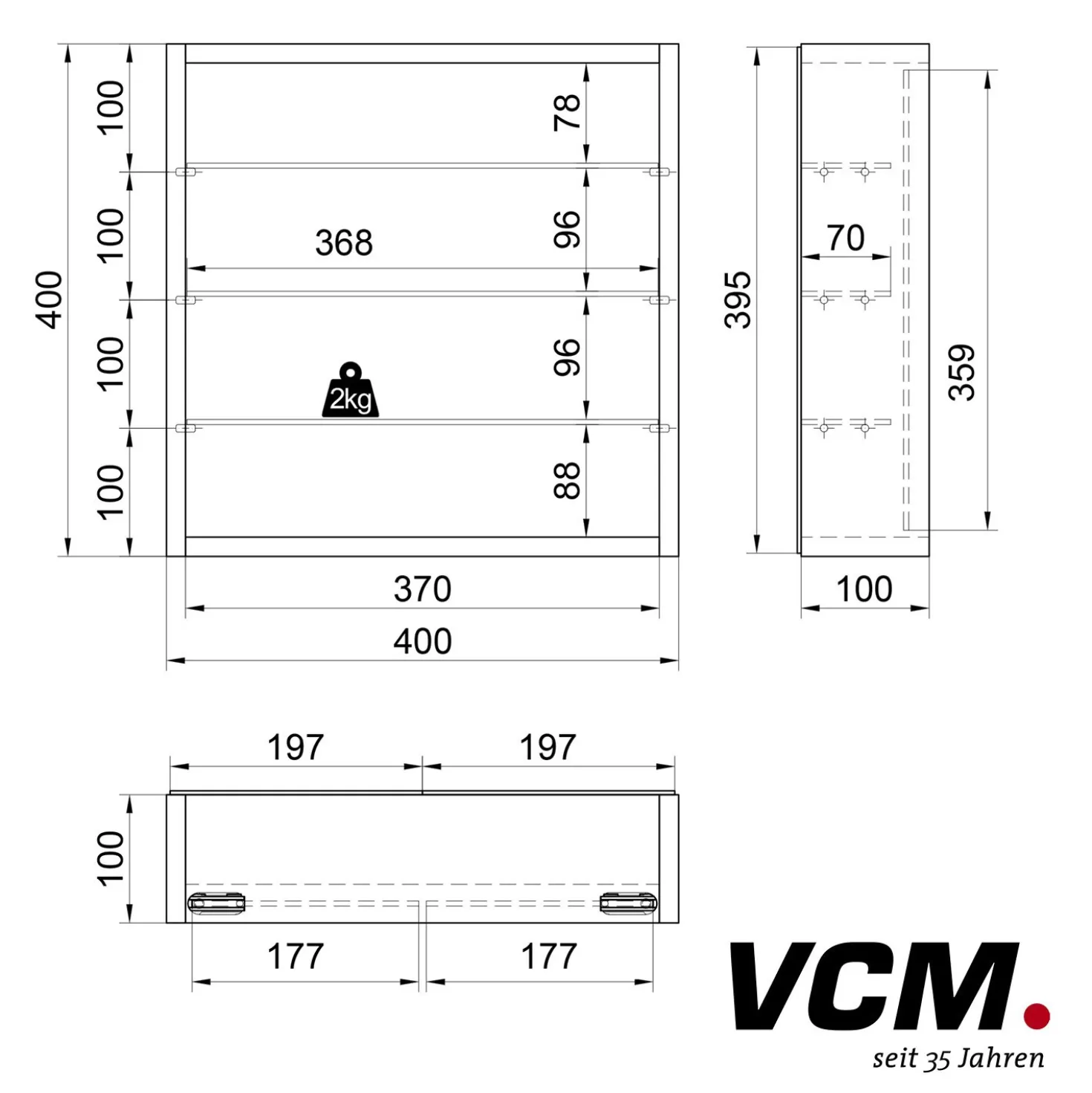 VCM Wandvitrine "Mandosa S" Weiß