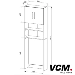 VCM Waschmaschinenüberbau "Jutas" Weiß mit Holz