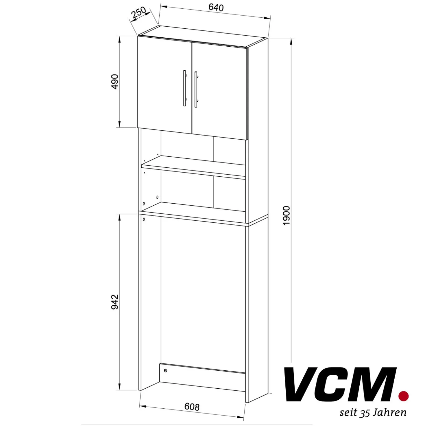 VCM Waschmaschinenüberbau "Jutas" Weiß mit Holz