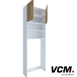 VCM Waschmaschinenüberbau "Jutas" Weiß mit Holz