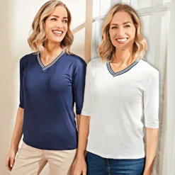 V-Shirts blau + weiß 2er-Set