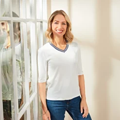 V-Shirts blau + weiß 2er-Set