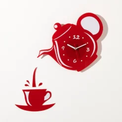 Wanduhr "Kaffeklatsch" rot