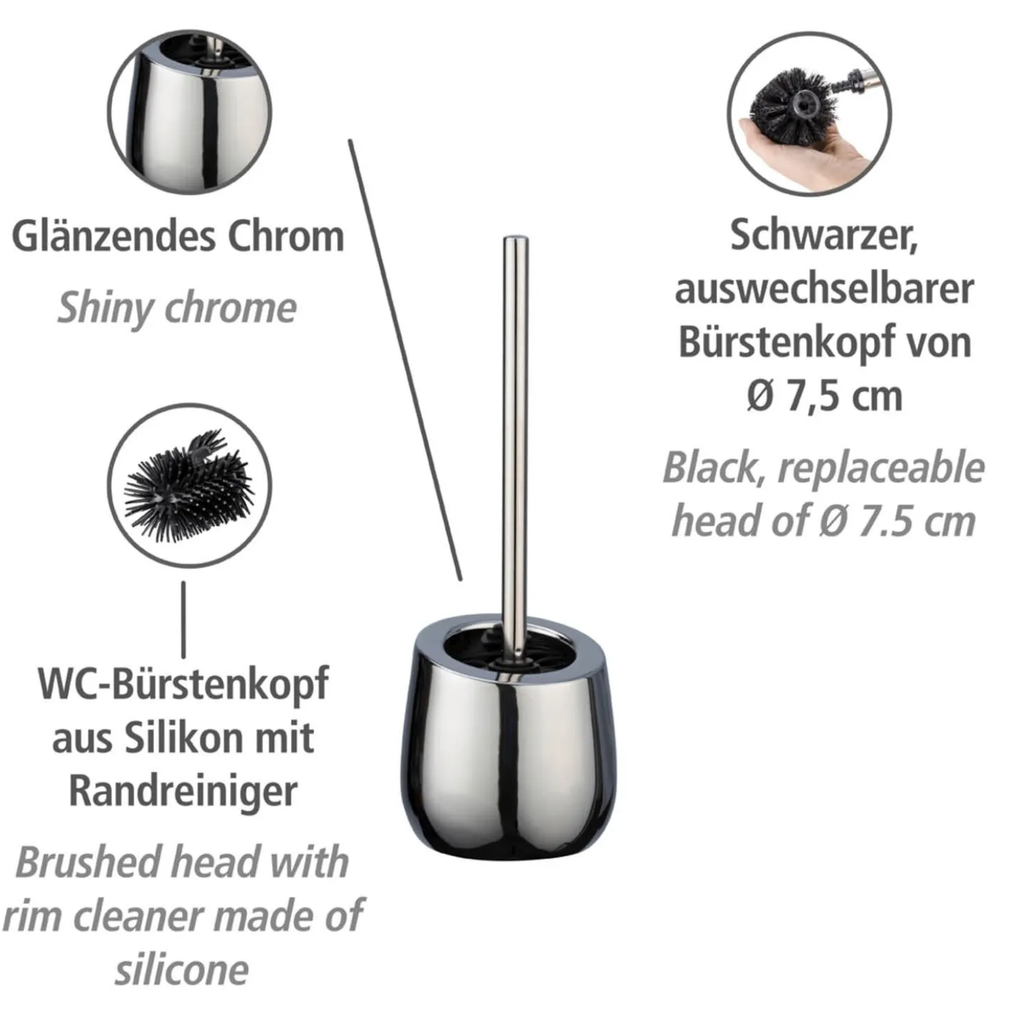 WC-Garnitur „Badi“ Chrom Keramik WENKO
