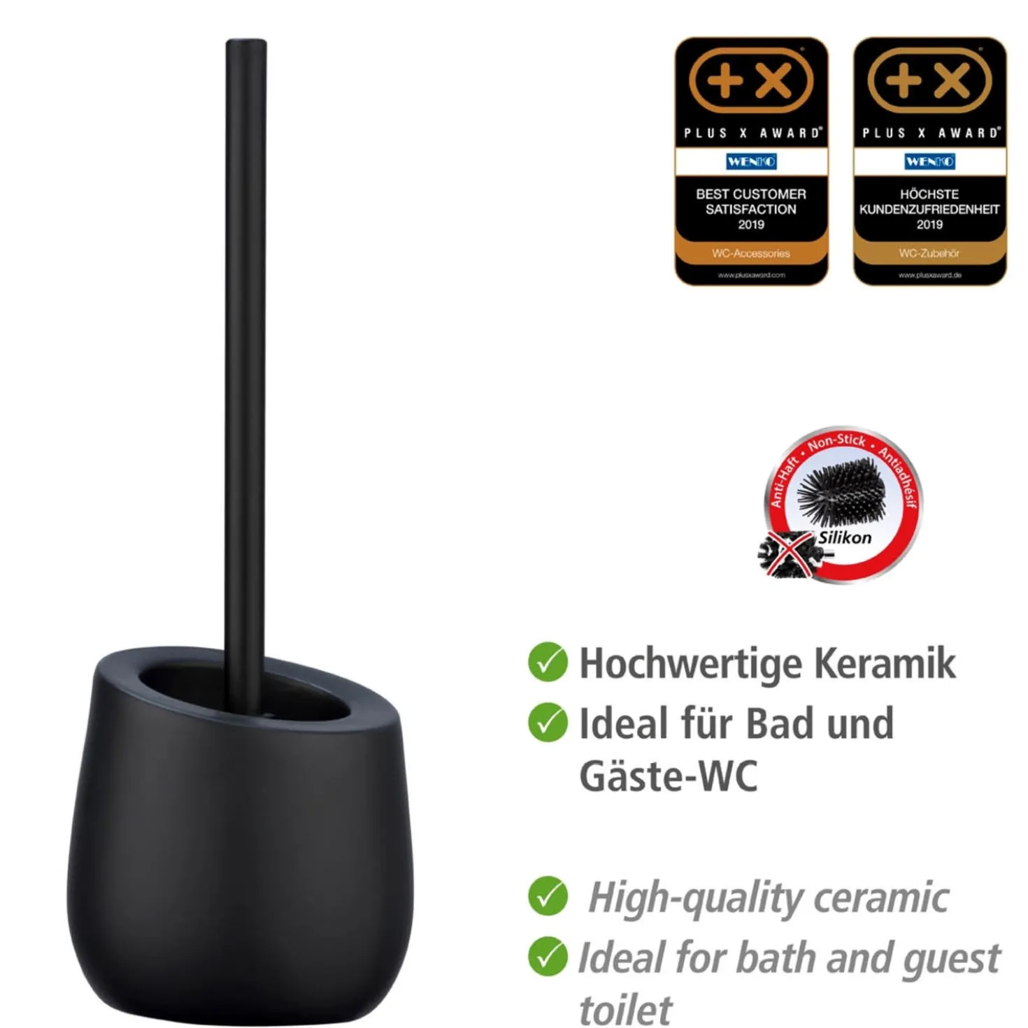 WC-Garnitur „Badi“ Schwarz Keramik WENKO