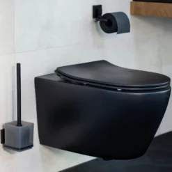 WC-Garnitur „Quadro“ Schwarz Vacuum-Loc® WENKO