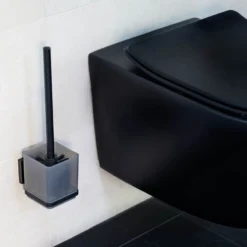 WC-Garnitur „Quadro“ Schwarz Vacuum-Loc® WENKO