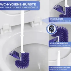 WC-Hygiene-Garnitur Lila 2er-Set mit Randbürste Maximex