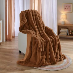 Webpelzdecke "Bubble-Fleece" braun/weiß Eldo