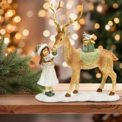 Weihnachtsdeko Hirsch mit Mädchen
