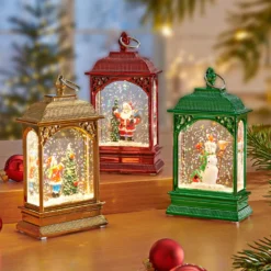 Weihnachtslaterne mit Glitter goldfarben Eldo