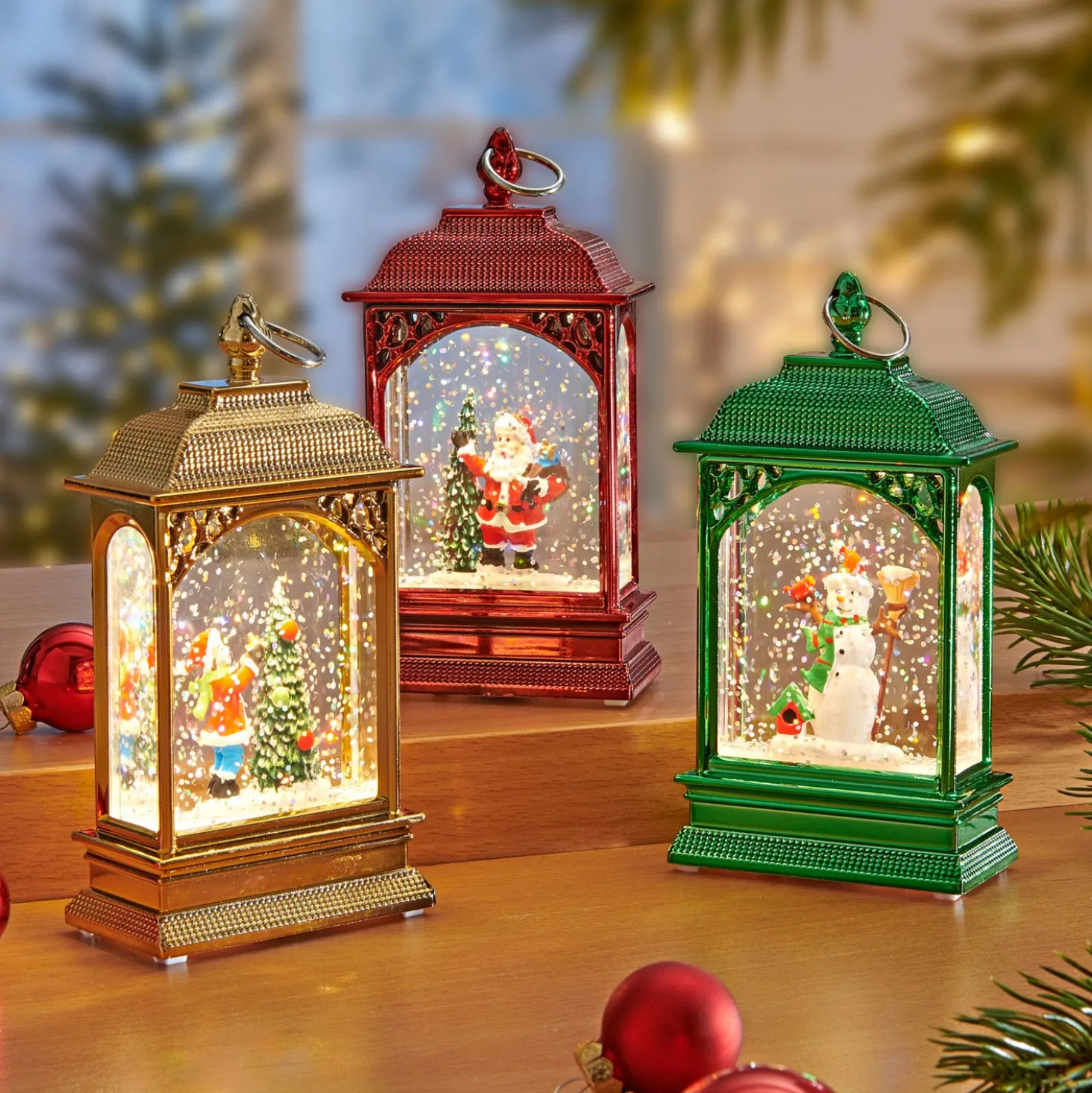 Weihnachtslaterne mit Glitter goldfarben Eldo