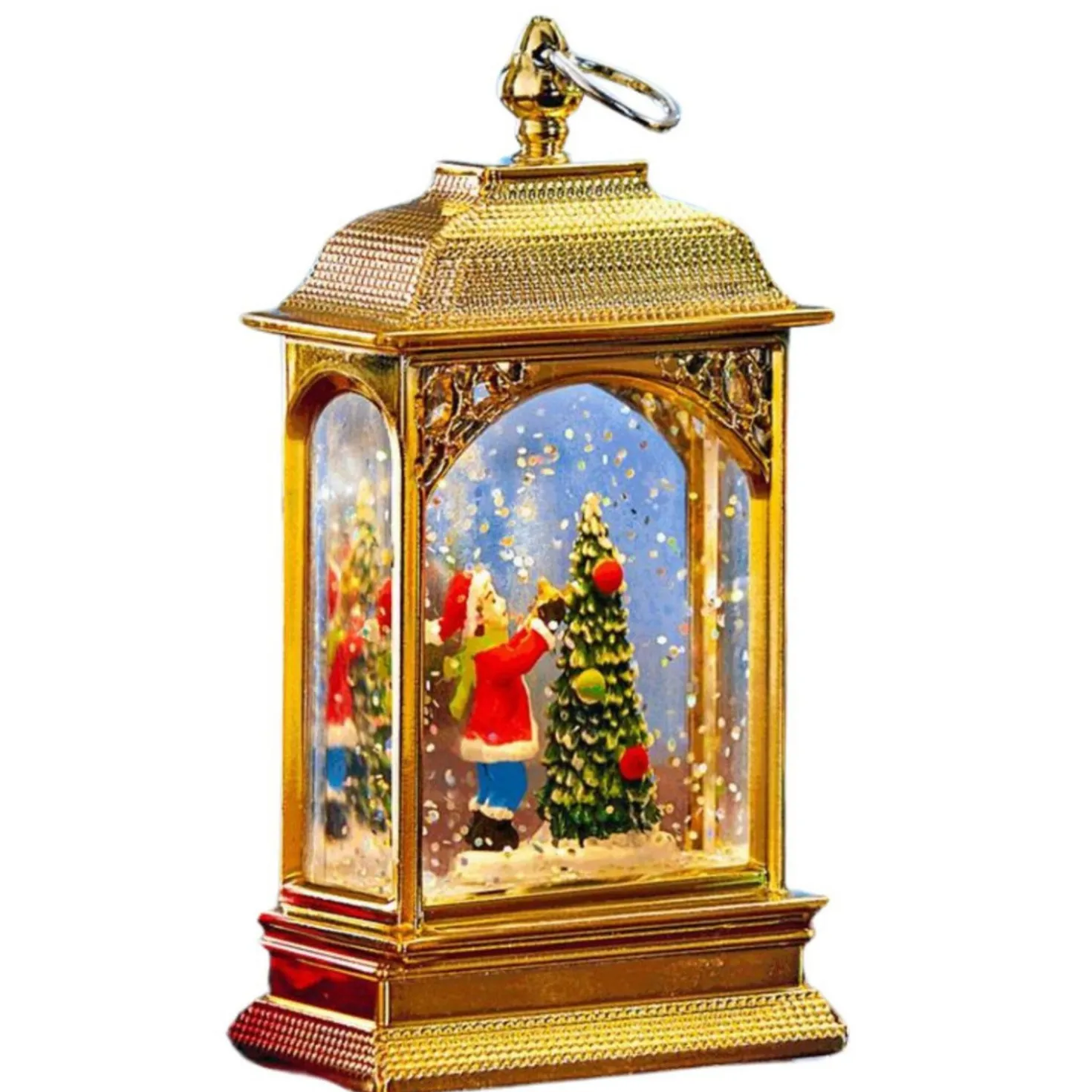 Weihnachtslaterne mit Glitter goldfarben Eldo