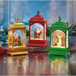 Weihnachtslaterne mit Glitter rot Eldo