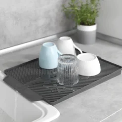 WENKO Abtropfmatte Mod. Linea Grau, 40 x 3 x 30 cm