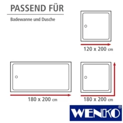 WENKO Anti-Schimmel Duschvorhang Uni Beige, Textil (Polyester), 180 x 200 cm, waschbar