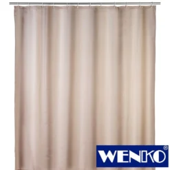 WENKO Anti-Schimmel Duschvorhang Uni Beige, Textil (Polyester), 180 x 200 cm, waschbar