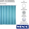WENKO Anti-Schimmel Duschvorhang Uni Light Blue, Textil (Polyester), 180 x 200 cm, waschbar